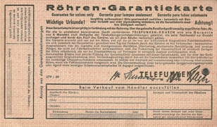 Garantiekarte Telefunken